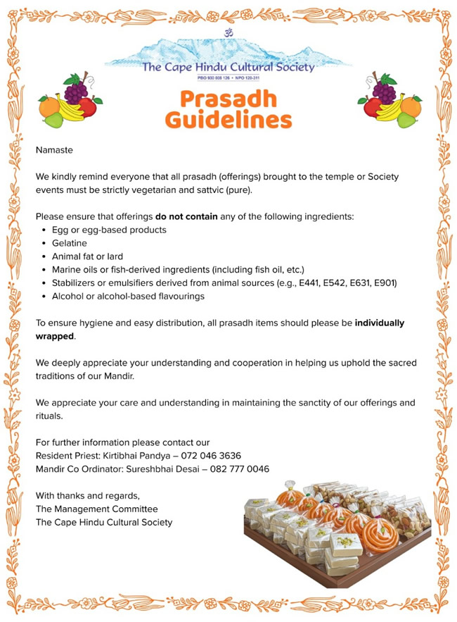 chcs prasadh guidelines