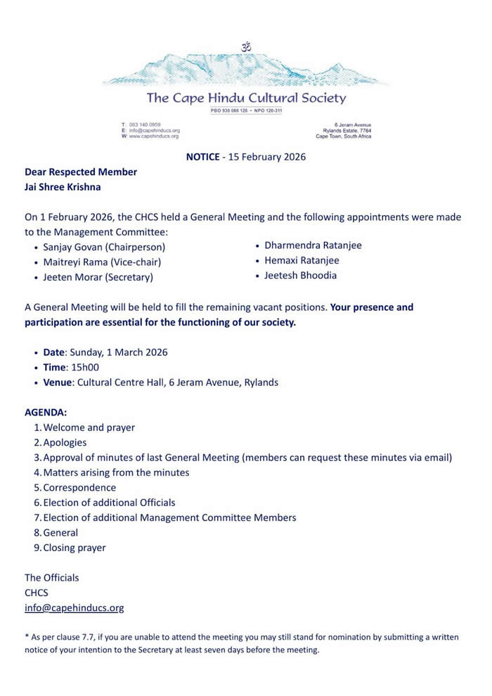 Notice – 15 February 2026